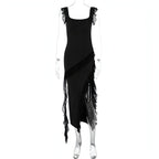 Female Summer Fashionable Stringy Selvedge Stitching Temperament Dress Carmine Juneberry