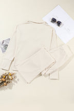 Solid Collared Pullover and Pants Set Byzantium Bay