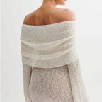 25 Edition – Off-Shoulder Knit Bodycon Dress Carmine Juneberry