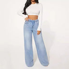 25 Edition – High Waist Drawstring Wide Leg Jeans – Light Blue Carmine Juneberry