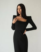 A1. Long Skirt, Square Neck, Slim Fit Carmine Juneberry