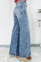 Dusk Blue Central Seamed Wide Leg High Waist Jeans Carmine Juneberry
