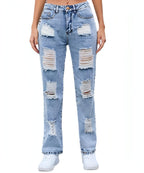 DenimDare™ – Washed Ripped Slim Jeans Carmine Juneberry