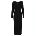 A1. Long Skirt, Square Neck, Slim Fit Carmine Juneberry