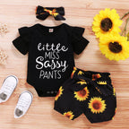 SunnyBloom™ – 3-Piece Baby Girl Sunflower Outfit Carmine Juneberry