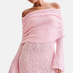 25 Edition – Off-Shoulder Knit Bodycon Dress Carmine Juneberry