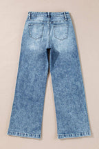 Dusk Blue Central Seamed Wide Leg High Waist Jeans Carmine Juneberry