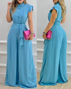A.1 Fashion Women's Wear Blue Loose-fitting Jumpsuit Carmine Juneberry
