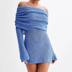 25 Edition – Off-Shoulder Knit Bodycon Dress Carmine Juneberry