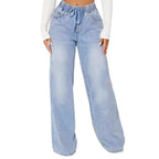 25 Edition – High Waist Drawstring Wide Leg Jeans – Light Blue Carmine Juneberry