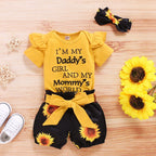 SunnyBloom™ – 3-Piece Baby Girl Sunflower Outfit Carmine Juneberry
