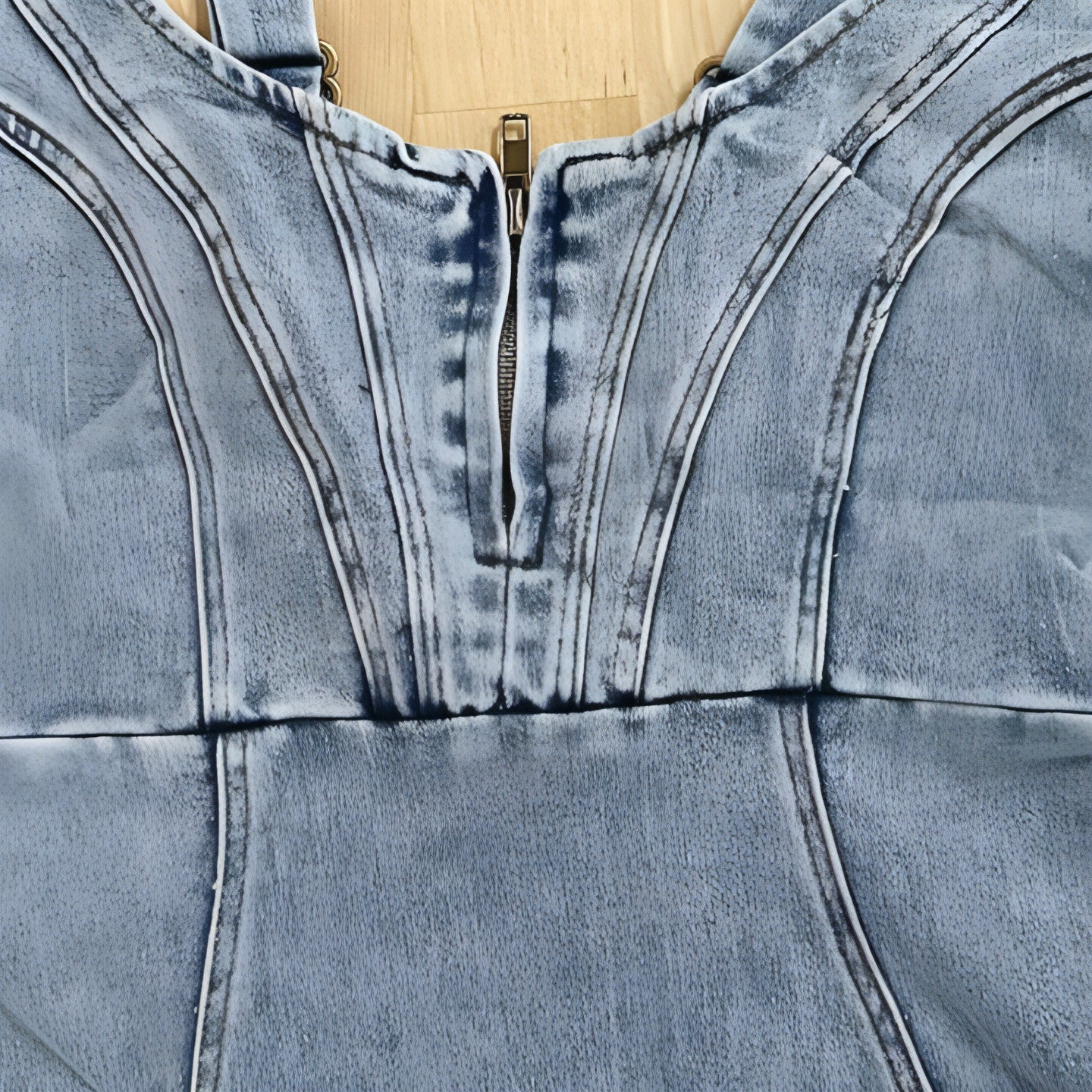 New U-neck Suspender Denim Dress Summer Casual Tight Slim Fit Dresses Carmine Juneberry