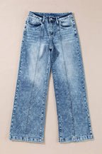 Dusk Blue Central Seamed Wide Leg High Waist Jeans Carmine Juneberry