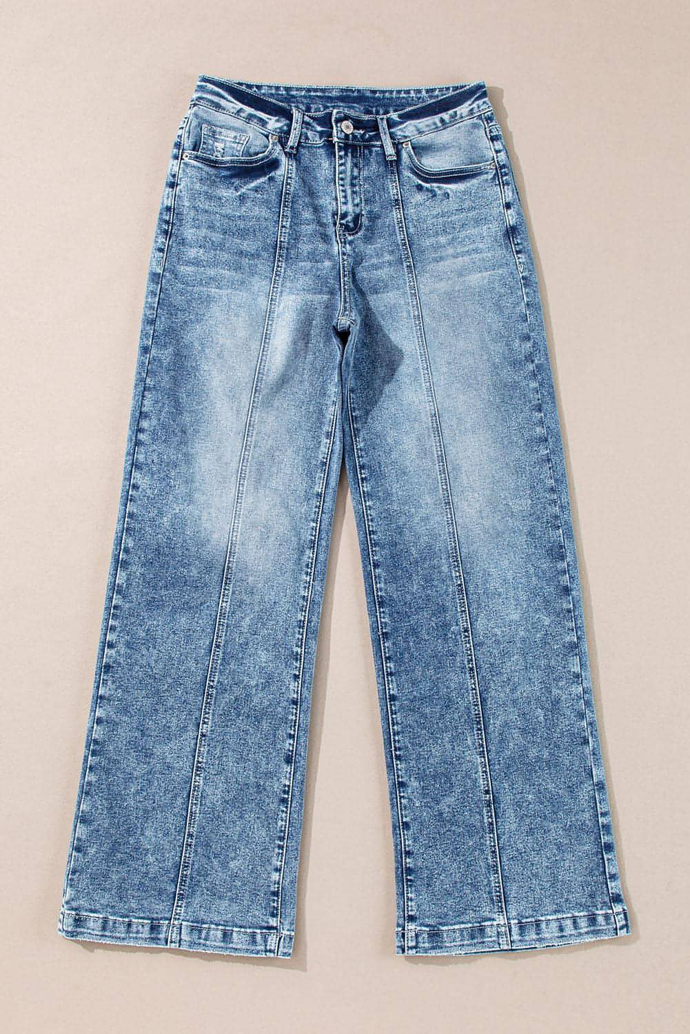 Dusk Blue Central Seamed Wide Leg High Waist Jeans Carmine Juneberry