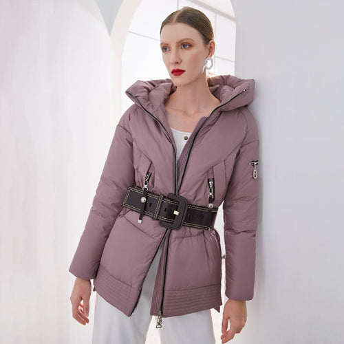 Casual hooded women winter coat parka Zipper pocket padded jacket coat Jade