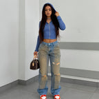 UrbanEase™ – Loose High Waist Street Jeans Carmine Juneberry