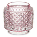Candleholder Pink Glass (7,5 x 7,5 x 7,5 cm) Bigbuy