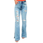 25 Edition – High Waist Ripped Split Stretch Jeans for Women Carmine Juneberry