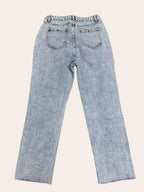 Distressed Straight Leg Jeans with Pockets Pear Daisy