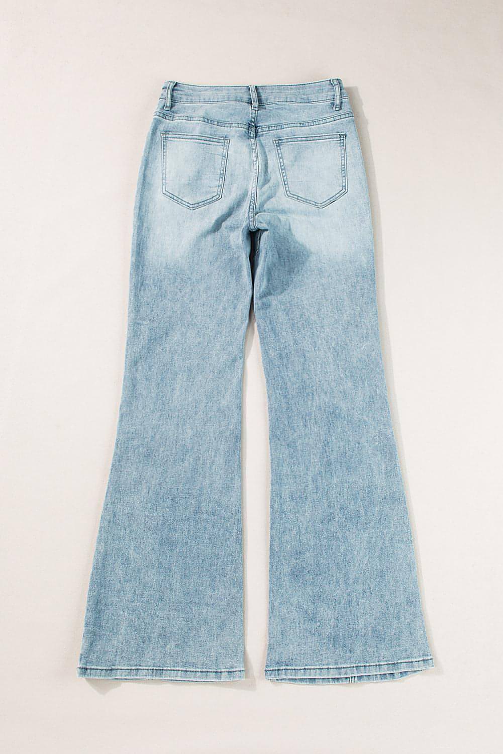 Dusk Blue Acid Wash Extra Wide Leg High Waist Long Jeans.
