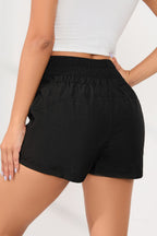 Black Elastic High Waist Side Pockets Shorts Carmine Juneberry