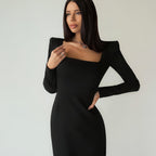 A1. Long Skirt, Square Neck, Slim Fit Carmine Juneberry