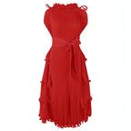 A1. Autumn Short Sleeve Pleated Design Affordable Luxury Fashion Carmine Juneberry