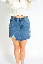 Amalia Ripped Denim Mini Skort Azure Thanatos