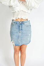 Amalia Ripped Denim Mini Skort Azure Thanatos