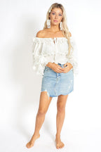Amalia Ripped Denim Mini Skort Azure Thanatos