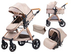 Kinderwagen Luxury Baby Stroller Pram 3 in 1 With Car Seat Poussette 3 Pear Poppy