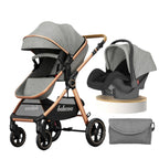 Kinderwagen Luxury Baby Stroller Pram 3 in 1 With Car Seat Poussette 3 Pear Poppy