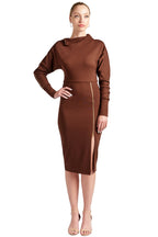 Josefa Asymmetric Dress -  Long sleeve convertible midi dress with Peach Dionysus
