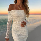 25 Edition – Elegant Off-Shoulder Lace Maxi Dress (Socialite Style) Carmine Juneberry