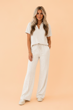 Solid Sporty Polo Tee & Drawstring Pants Set Byzantium Bay