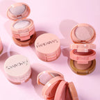 3 In 1 Matte Highlighter Contouring Blush Palette Pearly Shiny Pink Lucky
