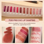 QIBEST Lipstick Pencil Waterproof Sexy Red Nude Purple Matte Tint Pink Lucky