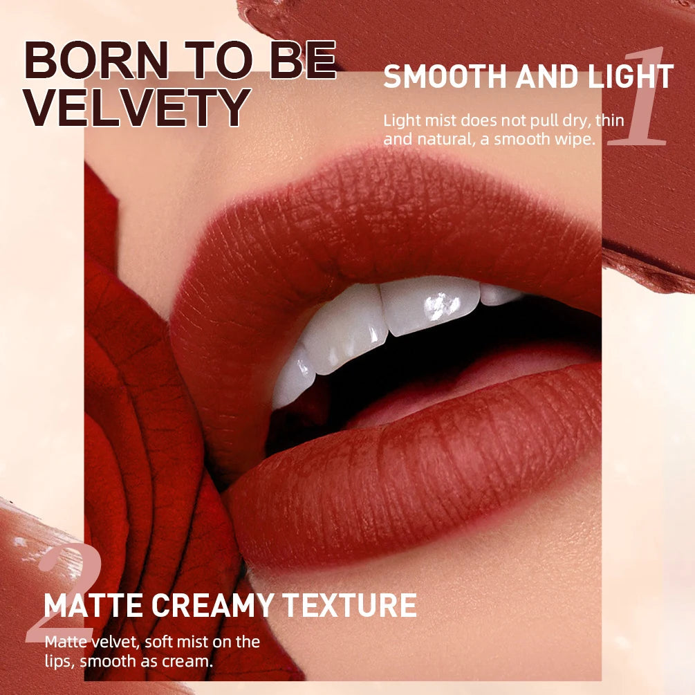 QIBEST 2pcs Lipstick Lipliner Pen Set Matte Nude Lip Liner Pencil