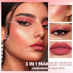 3-in-1 Cheek Blush Stick Lip Tinted Eyes Cheek Lips Brighten Cream Pink Lucky
