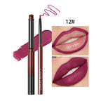 QIBEST Lipstick Pencil Waterproof Sexy Red Nude Purple Matte Tint Pink Lucky