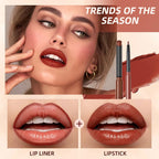 QIBEST Lipstick Pencil Waterproof Sexy Red Nude Purple Matte Tint Pink Lucky