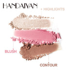 3 In 1 Matte Highlighter Contouring Blush Palette Pearly Shiny Pink Lucky