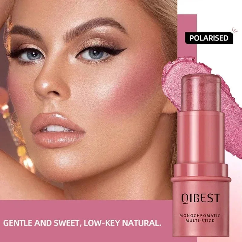 3-in-1 Cheek Blush Stick Lip Tinted Eyes Cheek Lips Brighten Cream Pink Lucky