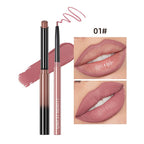 QIBEST Lipstick Pencil Waterproof Sexy Red Nude Purple Matte Tint Pink Lucky