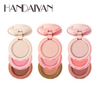 3 In 1 Matte Highlighter Contouring Blush Palette Pearly Shiny Pink Lucky