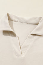 Solid Collared Pullover and Pants Set Byzantium Bay
