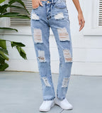 DenimDare™ – Washed Ripped Slim Jeans Carmine Juneberry