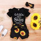 SunnyBloom™ – 3-Piece Baby Girl Sunflower Outfit Carmine Juneberry