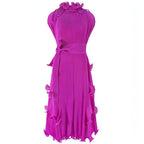 A1. Autumn Short Sleeve Pleated Design Affordable Luxury Fashion Carmine Juneberry