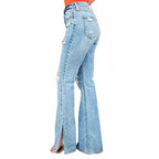 25 Edition – High Waist Ripped Split Stretch Jeans for Women Carmine Juneberry